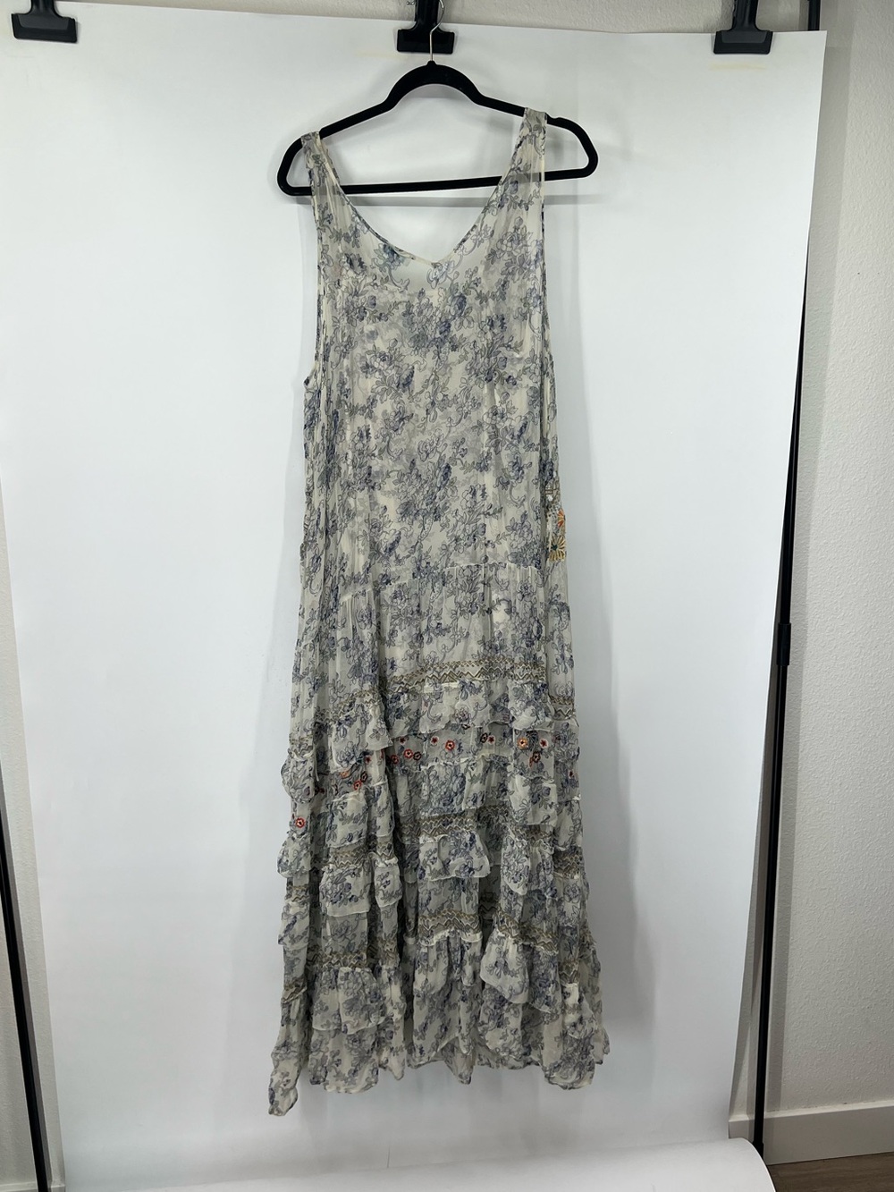 Sundance Sleeveless Floral Embroidered Maxi Dress Matching Slip - Picture 5 of 7